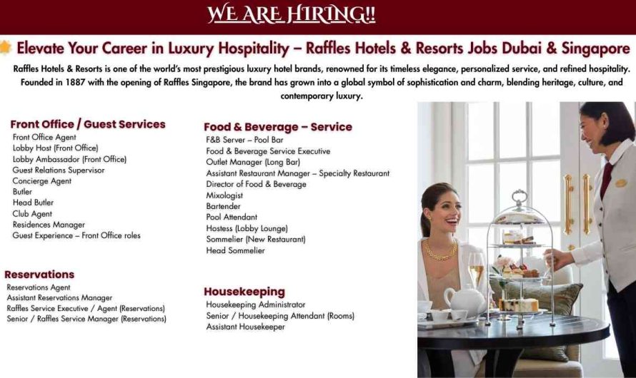 Elevate Your Career in Luxury Hospitality – Raffles Hotels & Resorts Jobs Dubai & Singapore